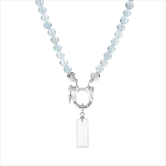 Lucent Blue Topaz & Clear Quartz Necklace