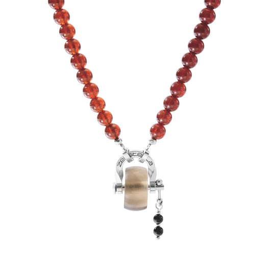 Capricorn Garnet & Smoky Quartz Necklace
