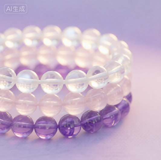 Amethyst, Rose Quartz & Moonstone Bracelet