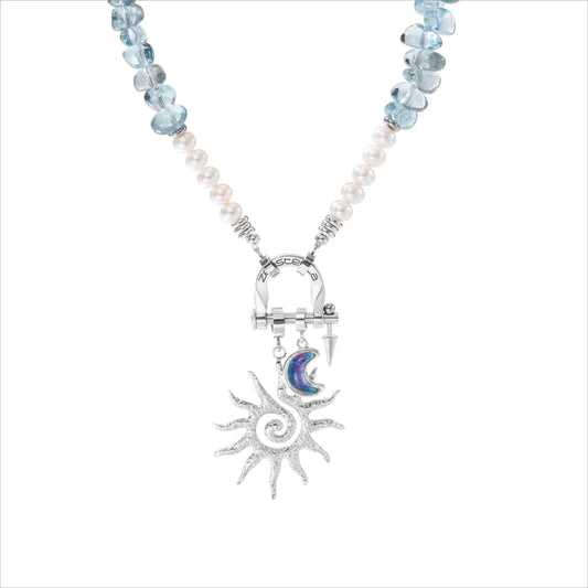Horizon Blue Topaz & Pearl Necklace