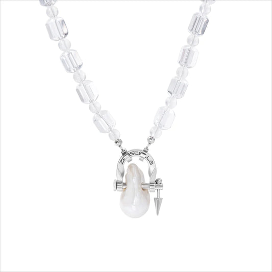 Halo Baroque Pearl & Clear Quartz Necklace