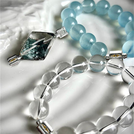 Aquamarine & Clear Quartz Bracelet