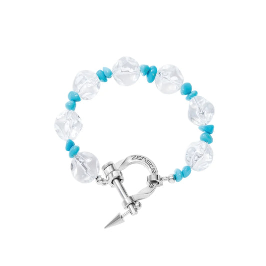 Orbit Clear Quartz & Turquoise Bracelet