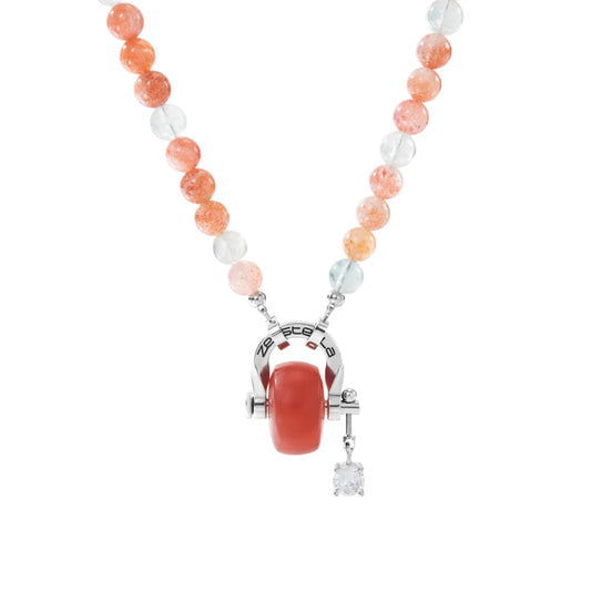 Aries Sunstone & Red Agate Necklace