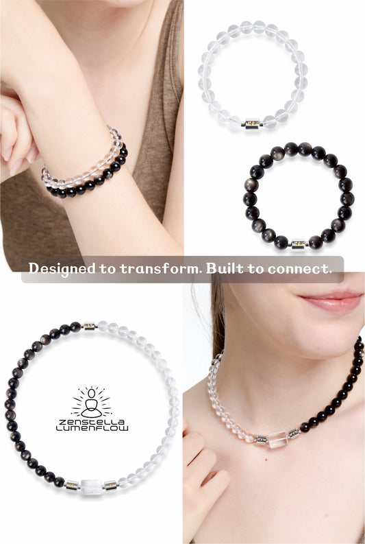 Lumenflow Bracelet System — Silver Obsidian